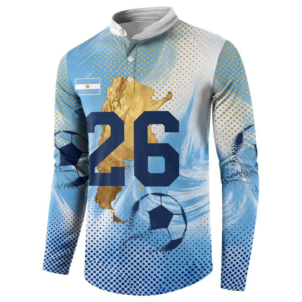 Argentina Football Land Of Champions Button Sweatshirt Halftone Dot Jaguar Mascot National Map