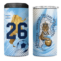 Argentina Football Land Of Champions 4 in 1 Can Cooler Tumbler Halftone Dot Jaguar Mascot National Map