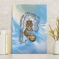 Argentina Football Land Of Champions Canvas Wall Art Halftone Dot Jaguar Mascot National Map