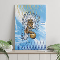 Argentina Football Land Of Champions Canvas Wall Art Halftone Dot Jaguar Mascot National Map