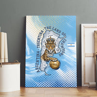 Argentina Football Land Of Champions Canvas Wall Art Halftone Dot Jaguar Mascot National Map