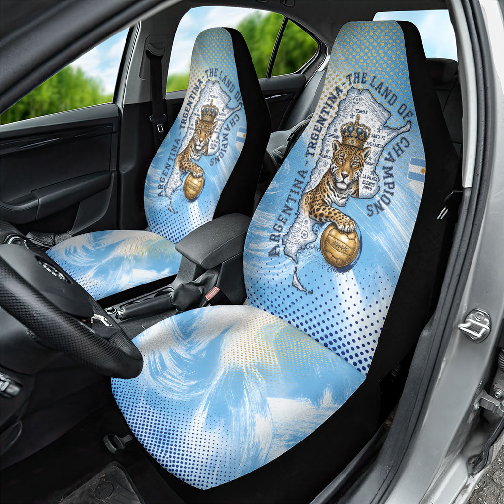 Argentina Football Land Of Champions Car Seat Cover Halftone Dot Jaguar Mascot National Map