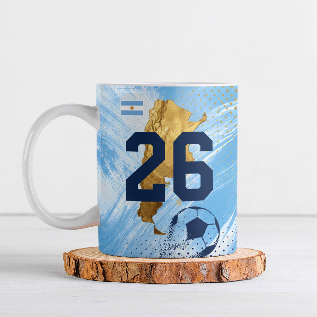 Argentina Football Land Of Champions Ceramic Mug Halftone Dot Jaguar Mascot National Map
