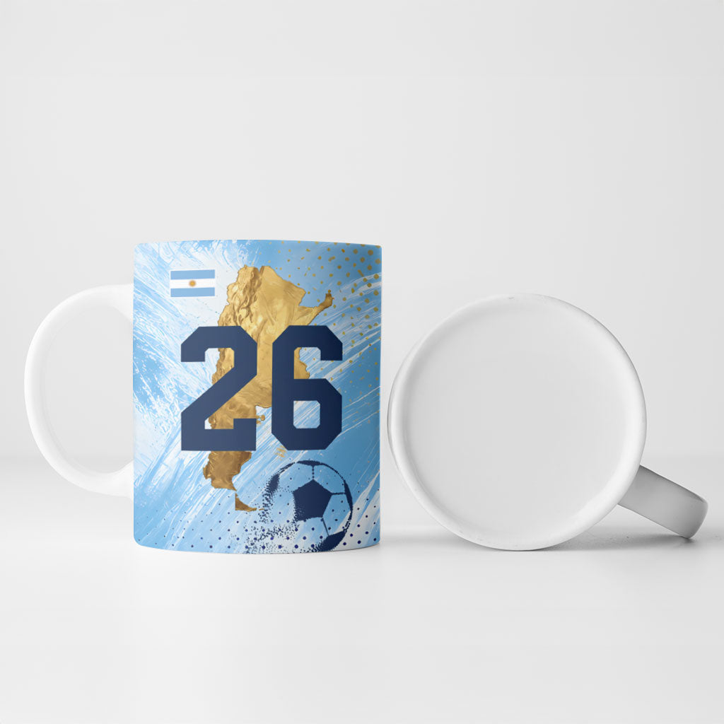 Argentina Football Land Of Champions Ceramic Mug Halftone Dot Jaguar Mascot National Map