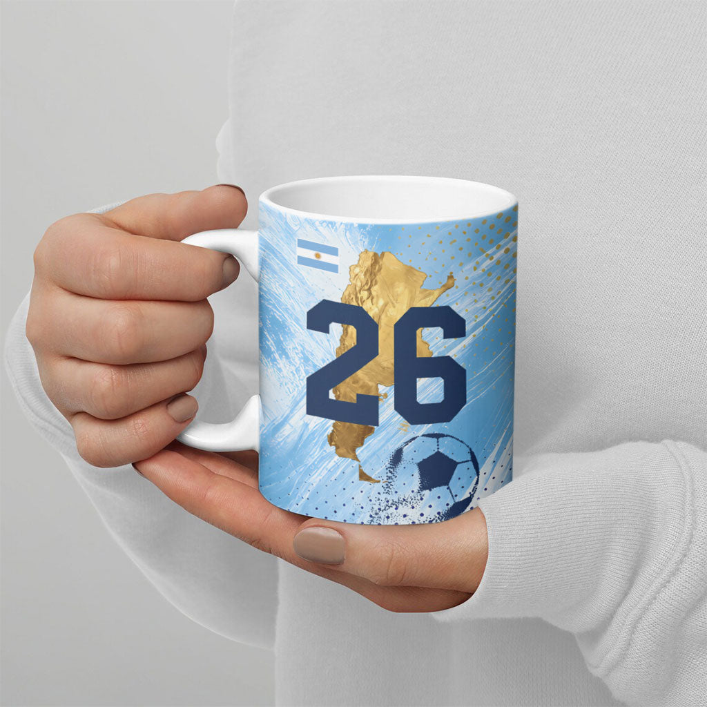 Argentina Football Land Of Champions Ceramic Mug Halftone Dot Jaguar Mascot National Map