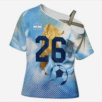 Argentina Football Land Of Champions Cross Shoulder Shirt Halftone Dot Jaguar Mascot National Map
