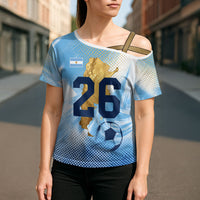 Argentina Football Land Of Champions Cross Shoulder Shirt Halftone Dot Jaguar Mascot National Map