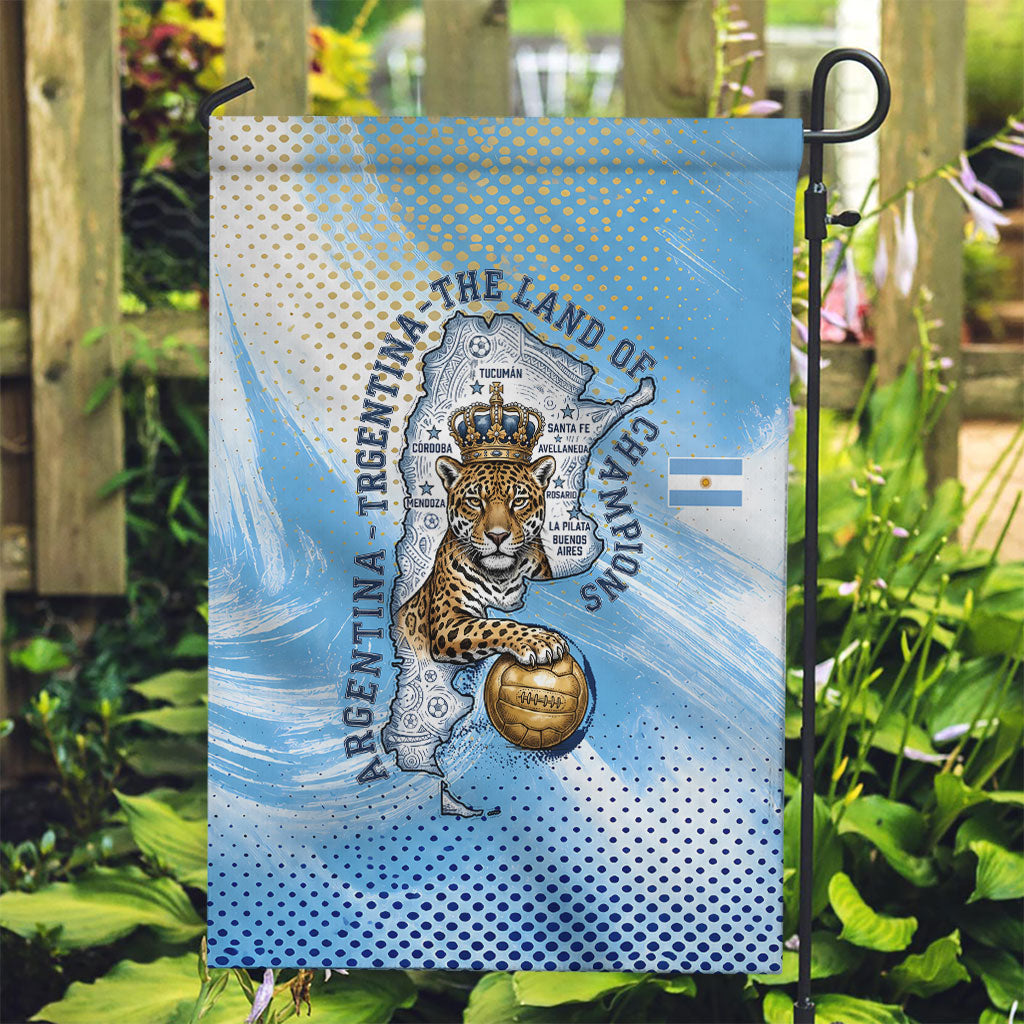 Argentina Football Land Of Champions Garden Flag Halftone Dot Jaguar Mascot National Map