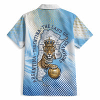Argentina Football Land Of Champions Hawaiian Shirt Halftone Dot Jaguar Mascot National Map