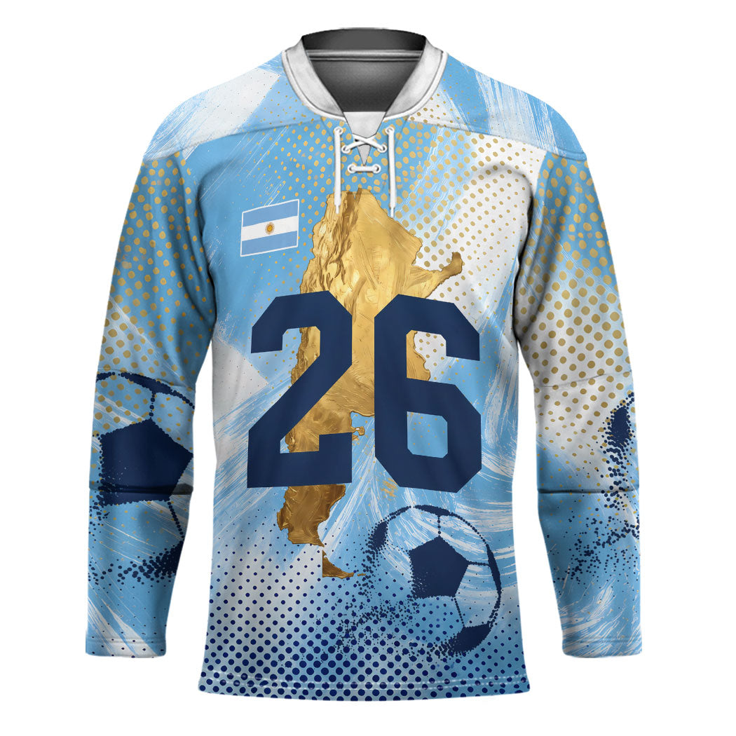 Argentina Football Land Of Champions Hockey Jersey Halftone Dot Jaguar Mascot National Map