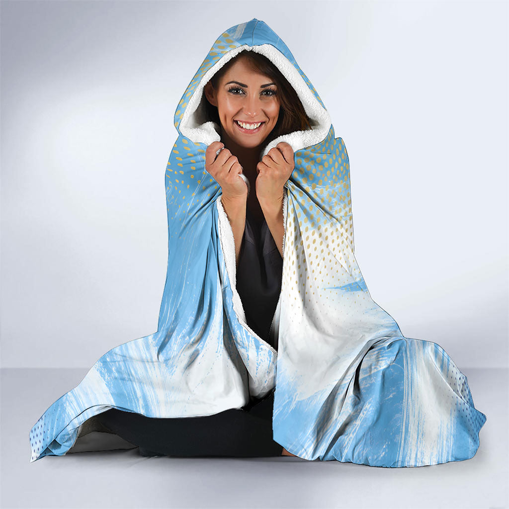 Argentina Football Land Of Champions Hooded Blanket Halftone Dot Jaguar Mascot National Map