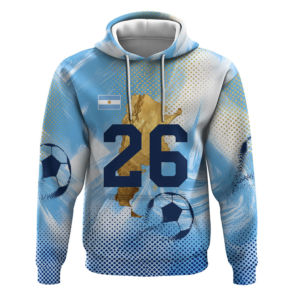 Argentina Football Land Of Champions Hoodie Halftone Dot Jaguar Mascot National Map