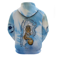 Argentina Football Land Of Champions Hoodie Halftone Dot Jaguar Mascot National Map