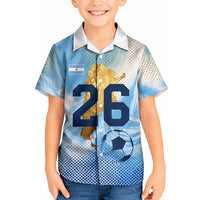 Argentina Football Land Of Champions Kid Hawaiian Shirt Halftone Dot Jaguar Mascot National Map