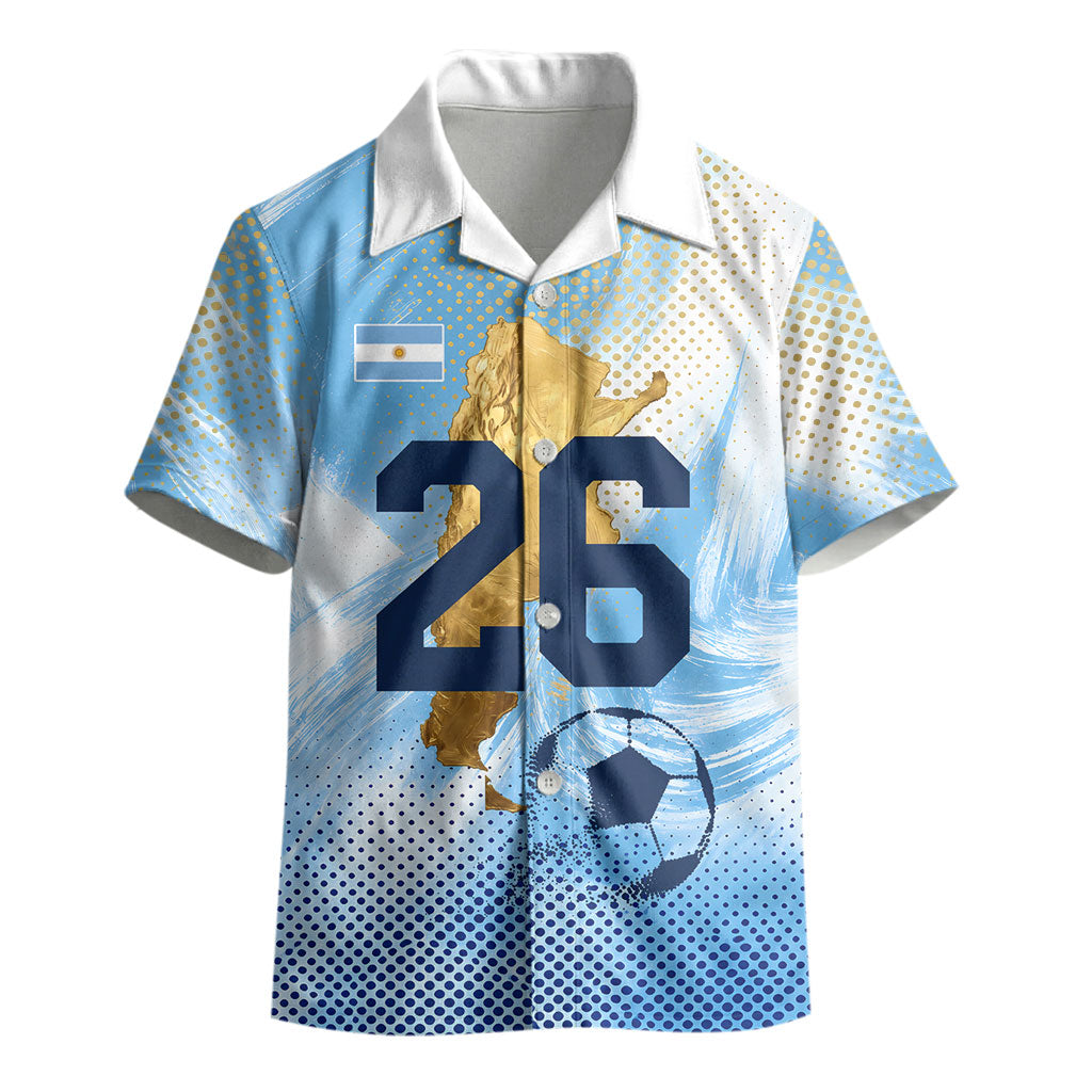Argentina Football Land Of Champions Kid Hawaiian Shirt Halftone Dot Jaguar Mascot National Map