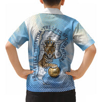 Argentina Football Land Of Champions Kid Hawaiian Shirt Halftone Dot Jaguar Mascot National Map