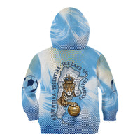Argentina Football Land Of Champions Kid Hoodie Halftone Dot Jaguar Mascot National Map