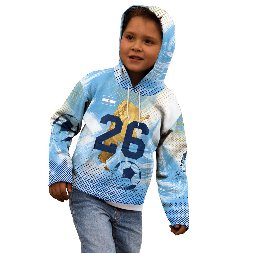 Argentina Football Land Of Champions Kid Hoodie Halftone Dot Jaguar Mascot National Map