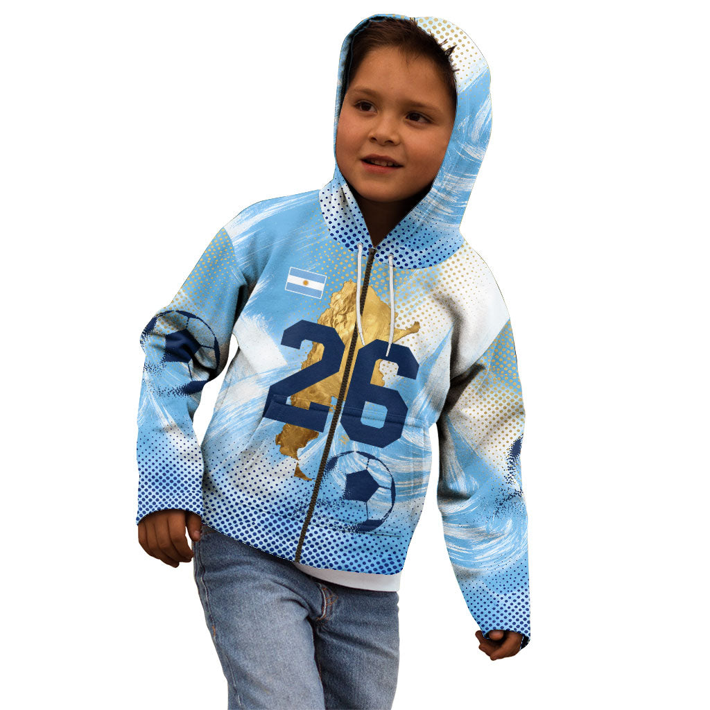 Argentina Football Land Of Champions Kid Hoodie Halftone Dot Jaguar Mascot National Map