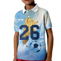 Argentina Football Land Of Champions Kid Polo Shirt Halftone Dot Jaguar Mascot National Map