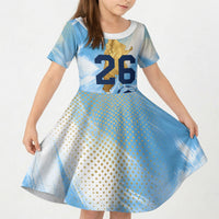 Argentina Football Land Of Champions Kid Short Sleeve Dress Halftone Dot Jaguar Mascot National Map