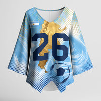Argentina Football Land Of Champions Kimono Sleeve Blouse Halftone Dot Jaguar Mascot National Map