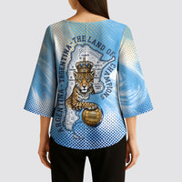 Argentina Football Land Of Champions Kimono Sleeve Blouse Halftone Dot Jaguar Mascot National Map
