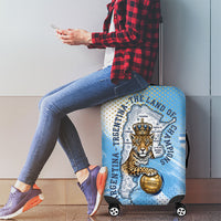 Argentina Football Land Of Champions Luggage Cover Halftone Dot Jaguar Mascot National Map