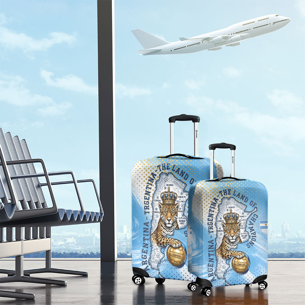 Argentina Football Land Of Champions Luggage Cover Halftone Dot Jaguar Mascot National Map