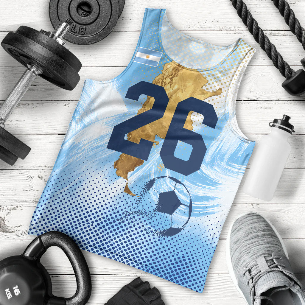 Argentina Football Land Of Champions Men Tank Top Halftone Dot Jaguar Mascot National Map