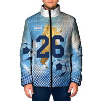 Argentina Football Land Of Champions Padded Jacket Halftone Dot Jaguar Mascot National Map