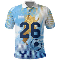 Argentina Football Land Of Champions Polo Shirt Halftone Dot Jaguar Mascot National Map