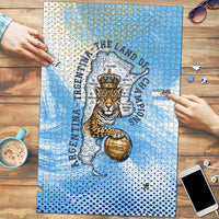 Argentina Football Land Of Champions Puzzle Halftone Dot Jaguar Mascot National Map
