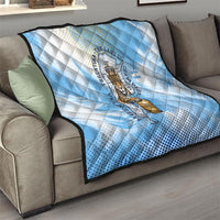 Argentina Football Land Of Champions Quilt Halftone Dot Jaguar Mascot National Map