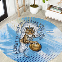 Argentina Football Land Of Champions Round Carpet Halftone Dot Jaguar Mascot National Map