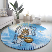 Argentina Football Land Of Champions Round Carpet Halftone Dot Jaguar Mascot National Map