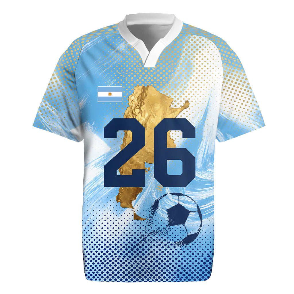 Argentina Football Land Of Champions Rugby Jersey Halftone Dot Jaguar Mascot National Map