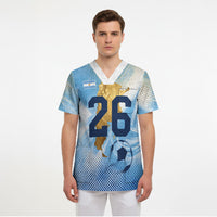 Argentina Football Land Of Champions Scrub Top Halftone Dot Jaguar Mascot National Map
