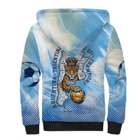 Argentina Football Land Of Champions Sherpa Hoodie Halftone Dot Jaguar Mascot National Map