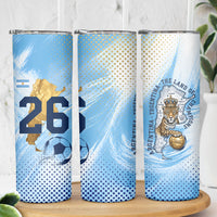 Argentina Football Land Of Champions Skinny Tumbler Halftone Dot Jaguar Mascot National Map