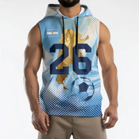 Argentina Football Land Of Champions Sleeveless Hoodie Halftone Dot Jaguar Mascot National Map