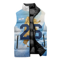 Argentina Football Land Of Champions Sleeveless Puffer Jacket Halftone Dot Jaguar Mascot National Map