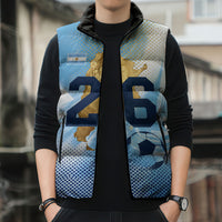 Argentina Football Land Of Champions Sleeveless Puffer Jacket Halftone Dot Jaguar Mascot National Map