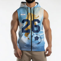 Argentina Football Land Of Champions Sleeveless Zip Hoodie Halftone Dot Jaguar Mascot National Map