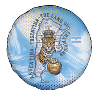 Argentina Football Land Of Champions Spare Tire Cover Halftone Dot Jaguar Mascot National Map