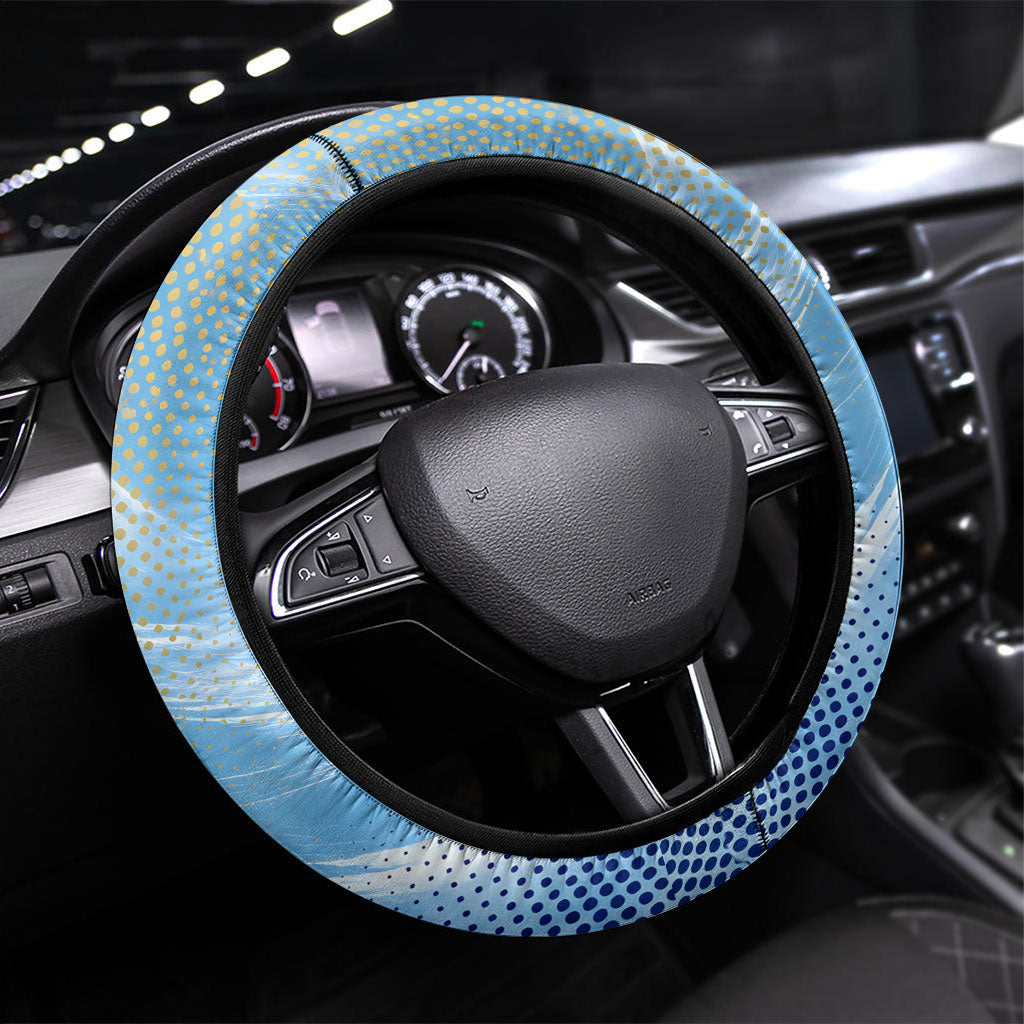 Argentina Football Land Of Champions Steering Wheel Cover Halftone Dot Jaguar Mascot National Map