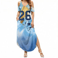 Argentina Football Land Of Champions Summer Maxi Dress Halftone Dot Jaguar Mascot National Map