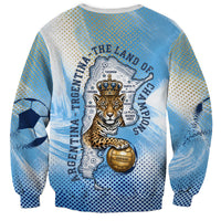 Argentina Football Land Of Champions Sweatshirt Halftone Dot Jaguar Mascot National Map