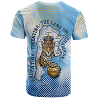Argentina Football Land Of Champions T Shirt Halftone Dot Jaguar Mascot National Map