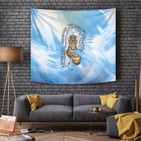Argentina Football Land Of Champions Tapestry Halftone Dot Jaguar Mascot National Map